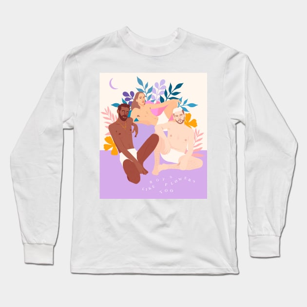 Boys Like Flowers Too Long Sleeve T-Shirt by Aurore Thill